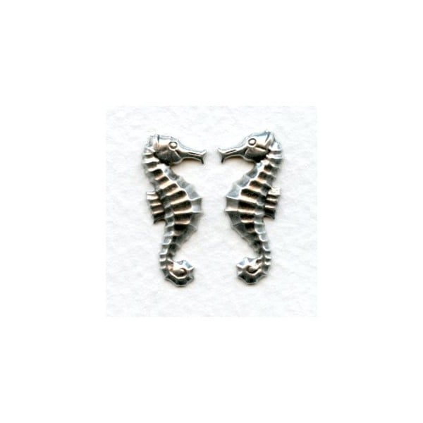 Seahorses Oxidized Silver 24mm (6 Pairs)