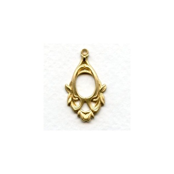 ^Floral Pendant Hoops Raw Brass (6)