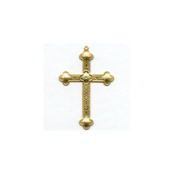 Cross 80mm Very Detailed Raw Brass (1)