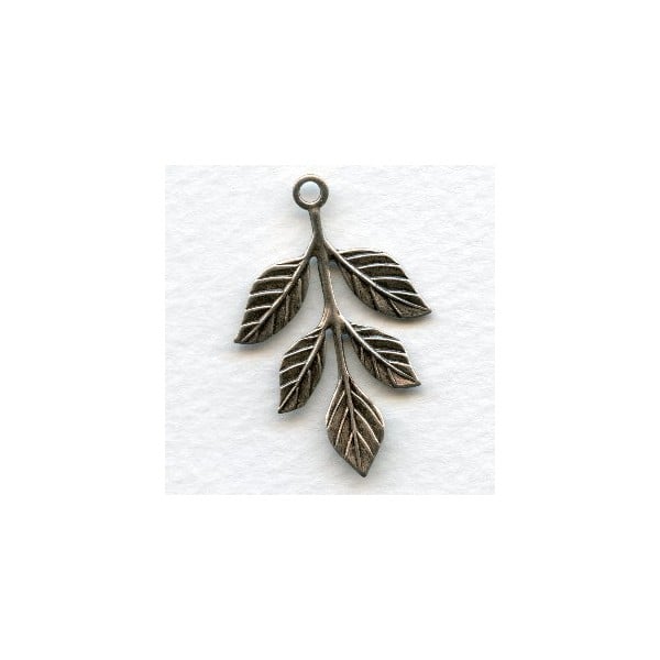 Leaf Spray with Loop Oxidized Silver 36mm (3)