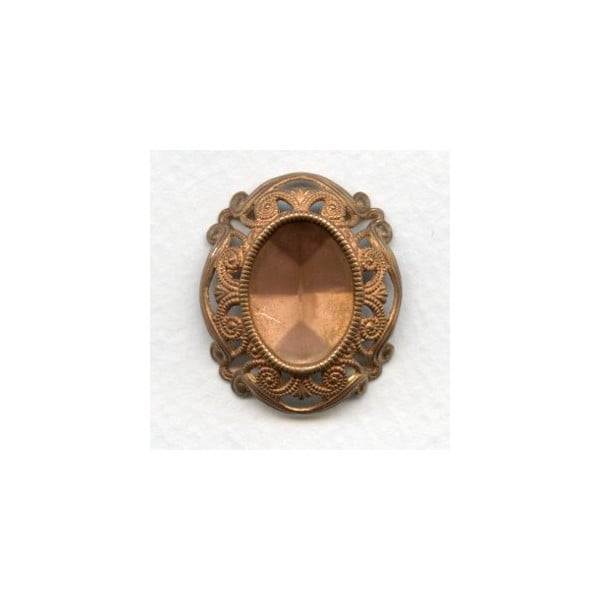 Filigree Edge 18x13mm Oval Setting Raw Brass (1)