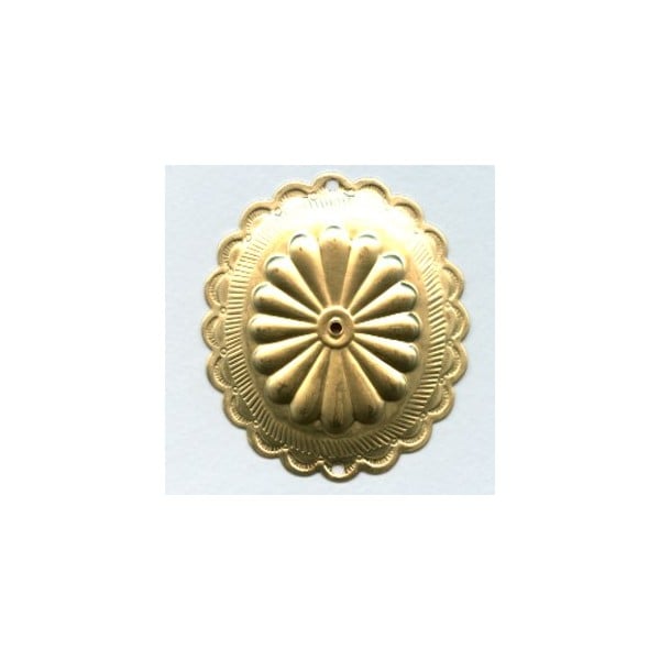 ^Three Inch Tall Raw Brass Concho with Holes (1)