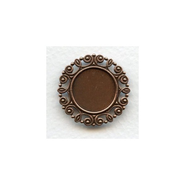 Ornate Edge 18mm Flat Back Setting Oxidized Copper (6)