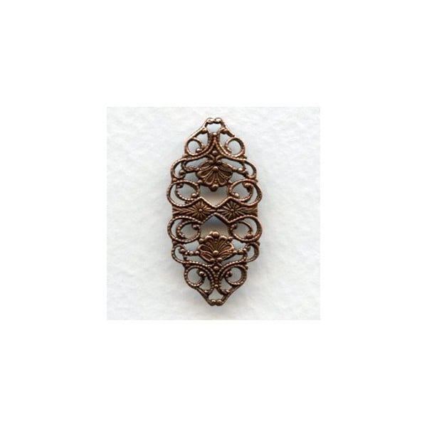 Ornate Flat Filigree Connector 32mm Oxidized Copper (6)