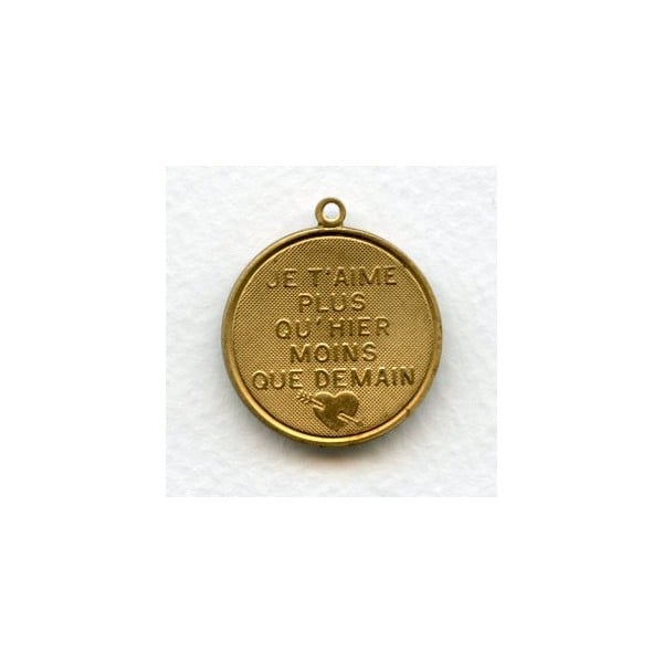 Je T'Aime Plus Qu'Hier Moins Que Demain Charm-Raw Brass (1)