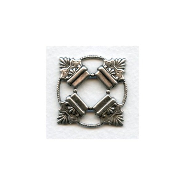 Four Corners Circle Stamping Oxidized Silver 30mm (1)
