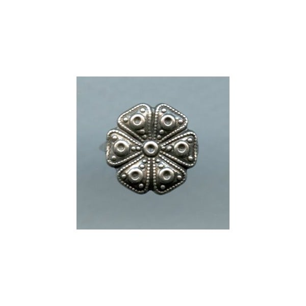 Fancy Disc with Prongs Bail Oxidized Silver