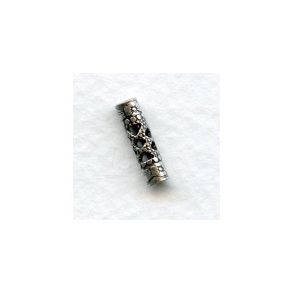 Filigree Spacer Tubes 13mm Oxidized Silver (12)