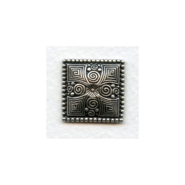 ^Ornate Dapt Square Stamping Oxidized Silver 21mm (4)