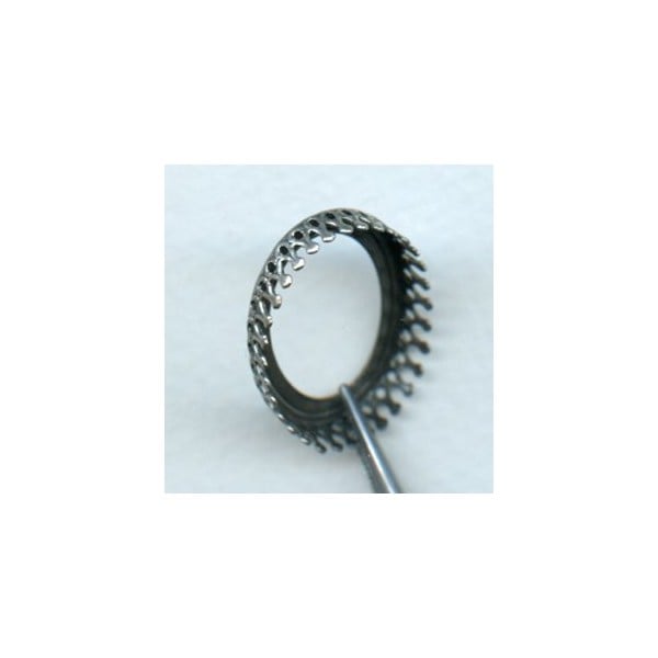 Crown Edge Open Back 25x18mm Settings Oxidized Silver (6) - Image 2
