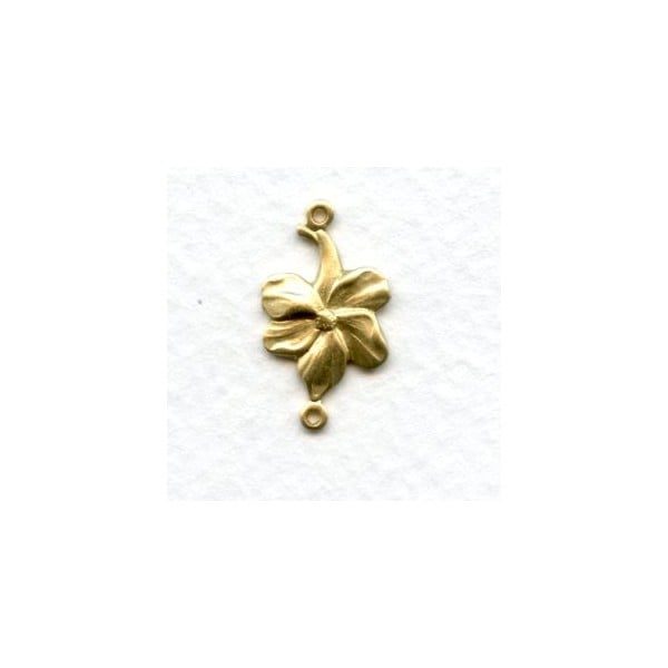 Floral 2 Loop Connectors Raw Brass 20x11mm (6)