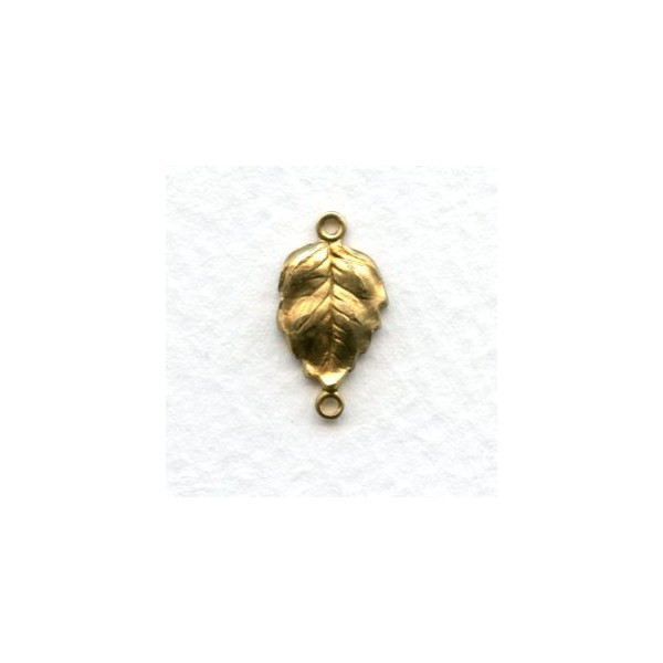 Leaf Connectors 2 Loops Solid Raw Brass (4)