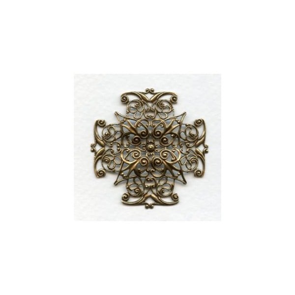 Ornate Filigree 47mm Cross Shape Oxidized Brass (1)