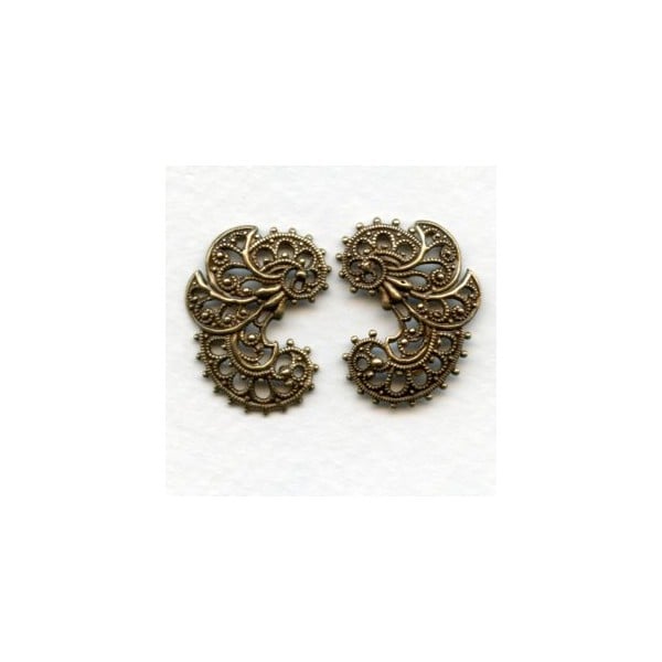 Elegant German Made Filigree Flourishes Oxidized Brass (set)