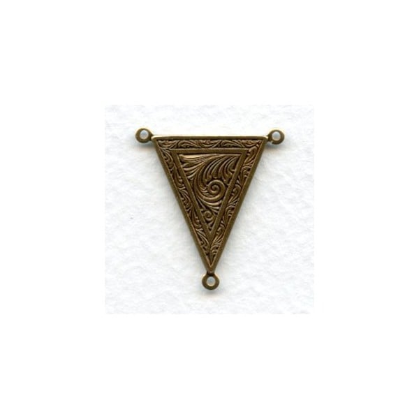 Art Deco Style Triangle 25x23.5mm Connectors Oxidized Brass (4)
