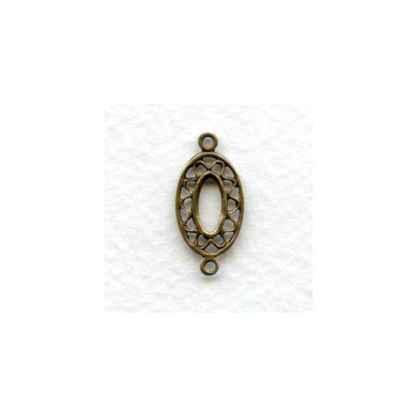 Open Oval Filigree Rim 2 Loop Connector Oxidized Brass 20mm (12)