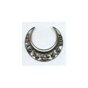 Large Art Nouveau Moon Stamping 62mm Oxidized Silver (1)