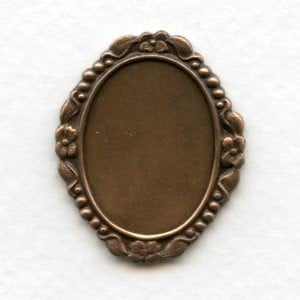 ^Ornate Floral Setting Base Oxidized Copper 25x18mm