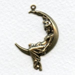 Large Goddess in the Moon Stampings with a Loop Oxidized Brass (4)