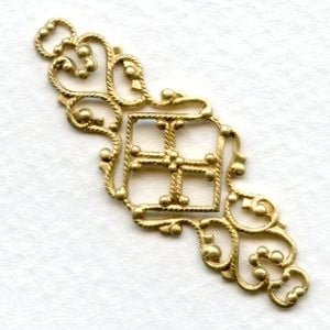 Feminine Filigree Ornate Connector 45mm Raw Brass (6)