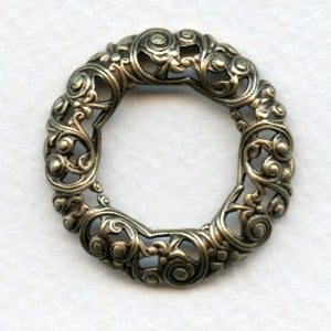Openwork Porthole Settings Oxidized Brass 34mm (1)